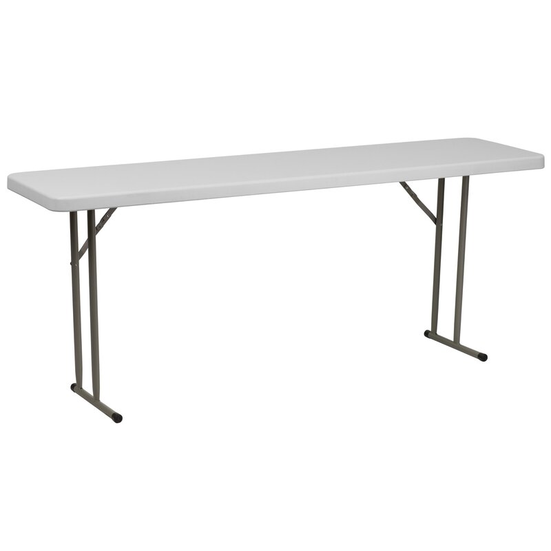 Flash Furniture Kathryn 6' Rectangular Plastic Folding Table, Long Plastic Foldable Table for Indoor/Outdoor Events, White Granite White 18"W x 72"L