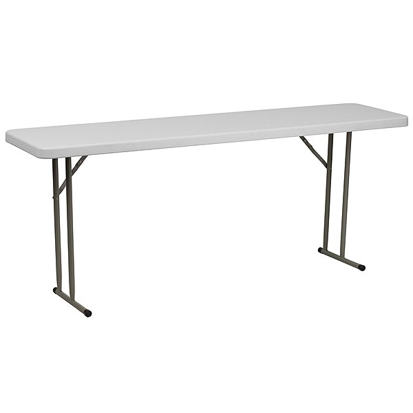 Flash Furniture Kathryn 6' Rectangular Plastic Folding Table, Long Plastic Foldable Table for Indoor/Outdoor Events, White Granite White 18"W x 72"L