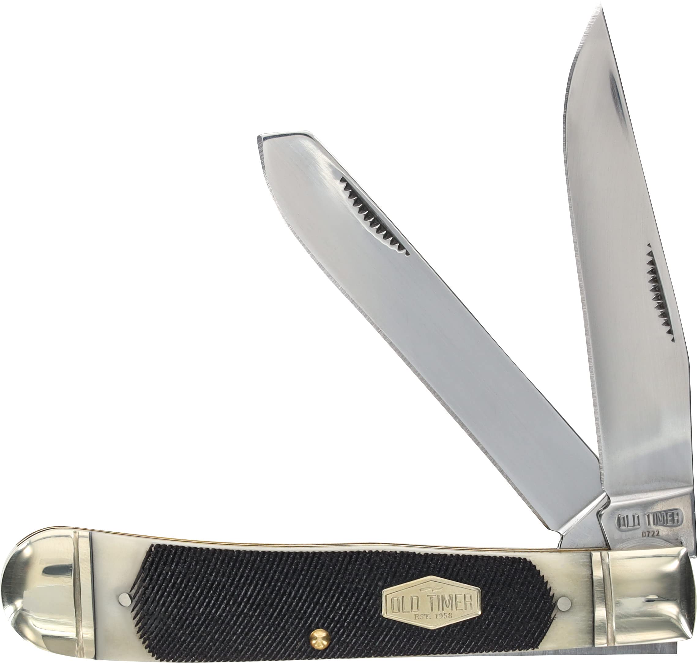 Old Timer 95OTB Genuine Bone Large Gunstock Trapper 7.3in S.S. Traditional Folding Knife with 3.1in Clip Point and Bone