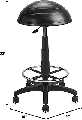 Gaiam Balance Ball Chair Stool, Half-Dome Stability Ball Adjustable Tall Office Black | 33-Inch