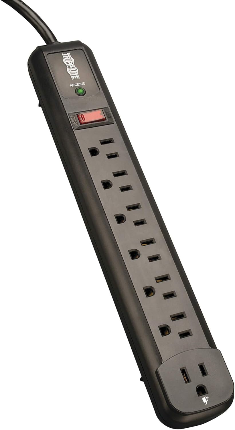 TRIPP LITE 7-Outlet Surge Protector Power Strip (6 Right-Angle + 1 Transformer), 4 ft Cord