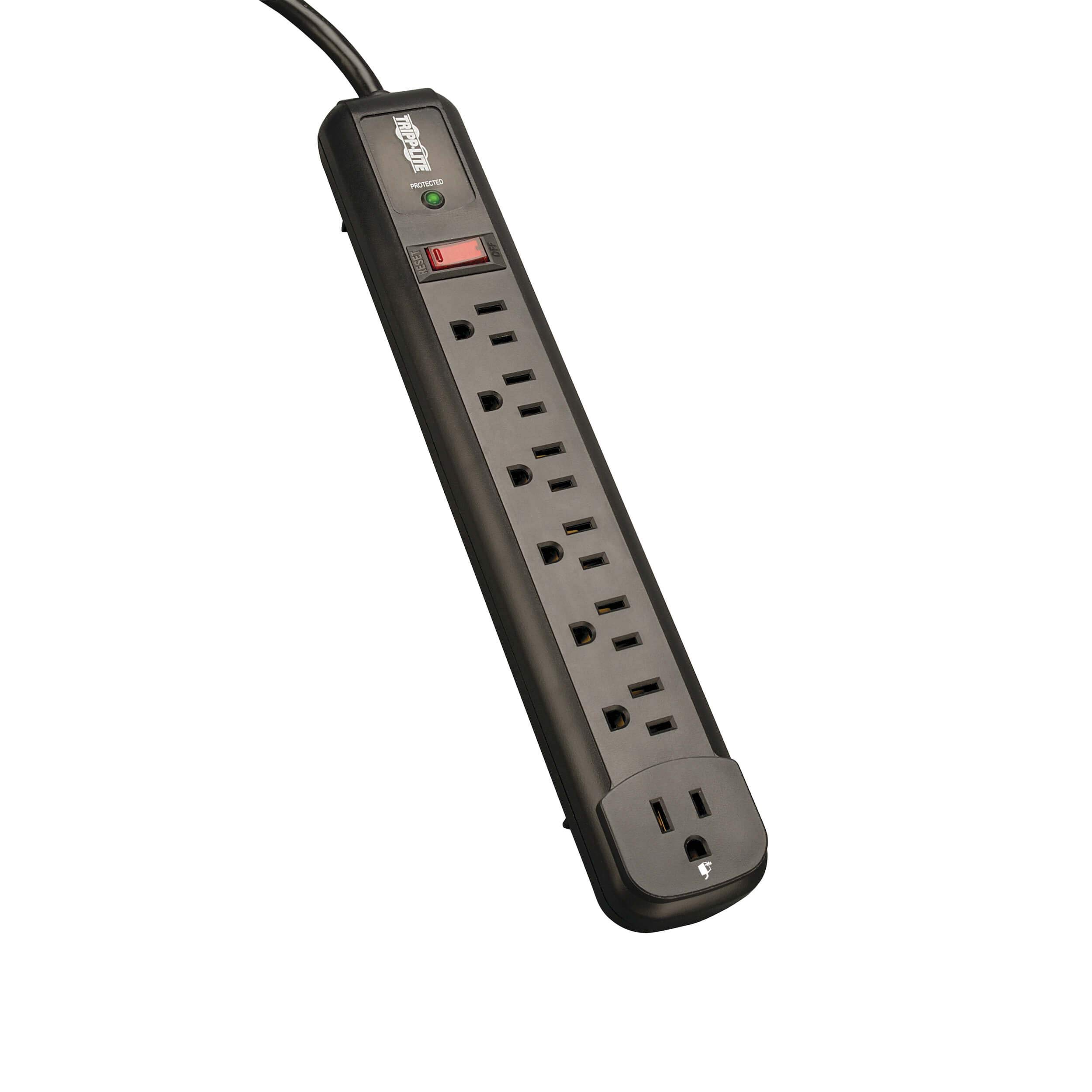 TRIPP LITE 7-Outlet Surge Protector Power Strip (6 Right-Angle + 1 Transformer), 4 ft Cord