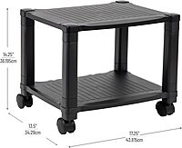 Mind Reader Rolling Printer Cart, Utility Cart, Printer Stand, Under Desk Storage, Office, 17.25"L x 13.5"W x 14.25"H, Black 2-Shelves
