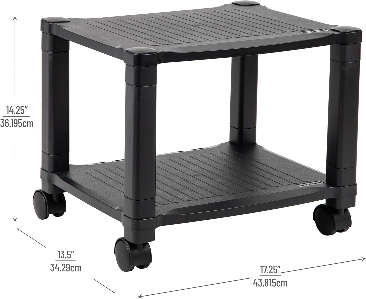 Mind Reader Rolling Printer Cart, Utility Cart, Printer Stand, Under Desk Storage, Office, 17.25"L x 13.5"W x 14.25"H