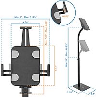 Mount-It! Universal Tablet Kiosk Stand, Anti-Theft Tablet Floor Stand with Lock for Business and Retail Use | Universal Fit for 7.9" to 11" iPad and Samsung Tablets, Height Adjustable, Black