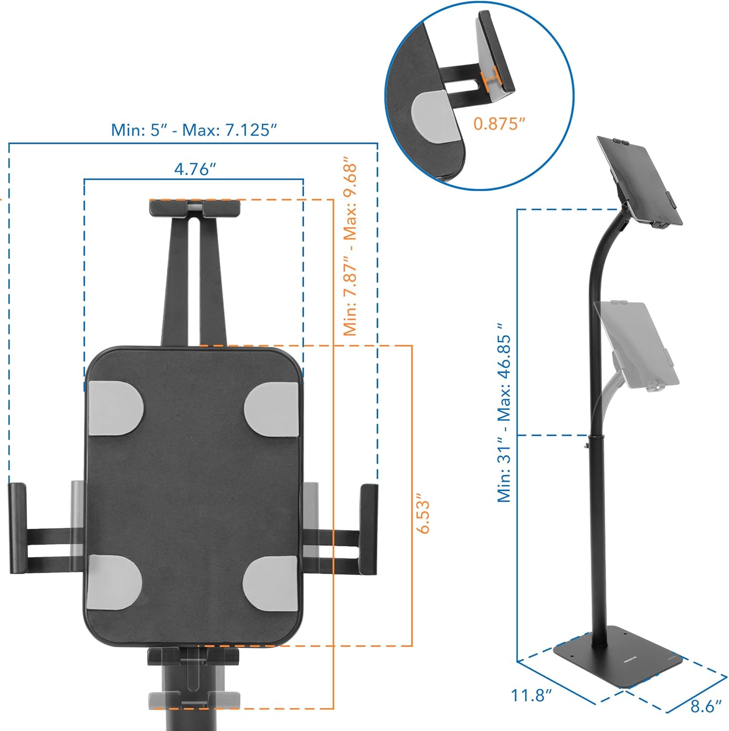Mount-It! Universal Tablet Kiosk Stand, Anti-Theft Tablet Floor Stand with Lock for Business and Retail Use | Universal Fit