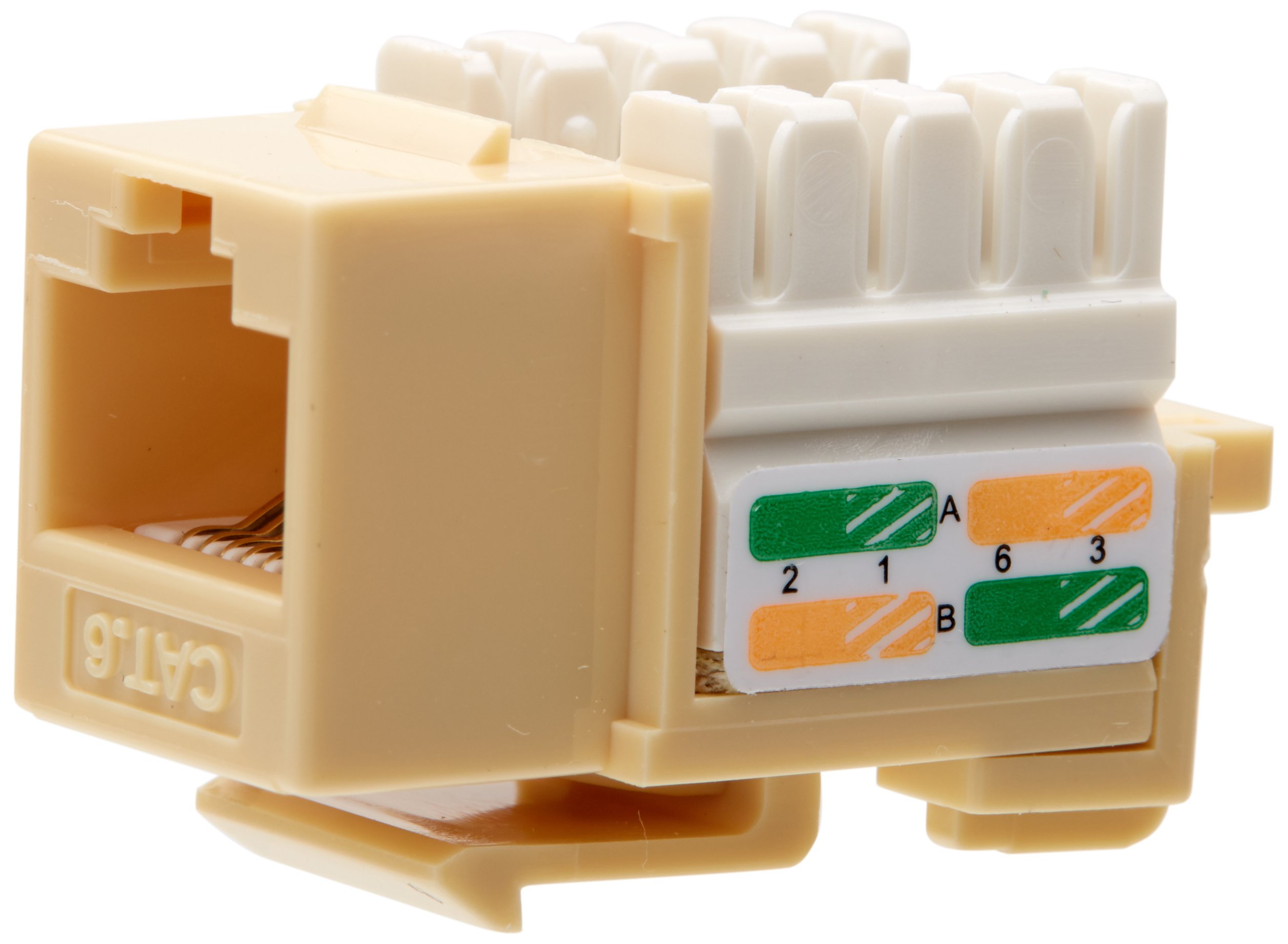 Intellinet Cat6 RJ45 Keystone Jack – Punchdown Type – for UTP Cat 6 Cable – Lifetime Mfg Warranty – Ivory
