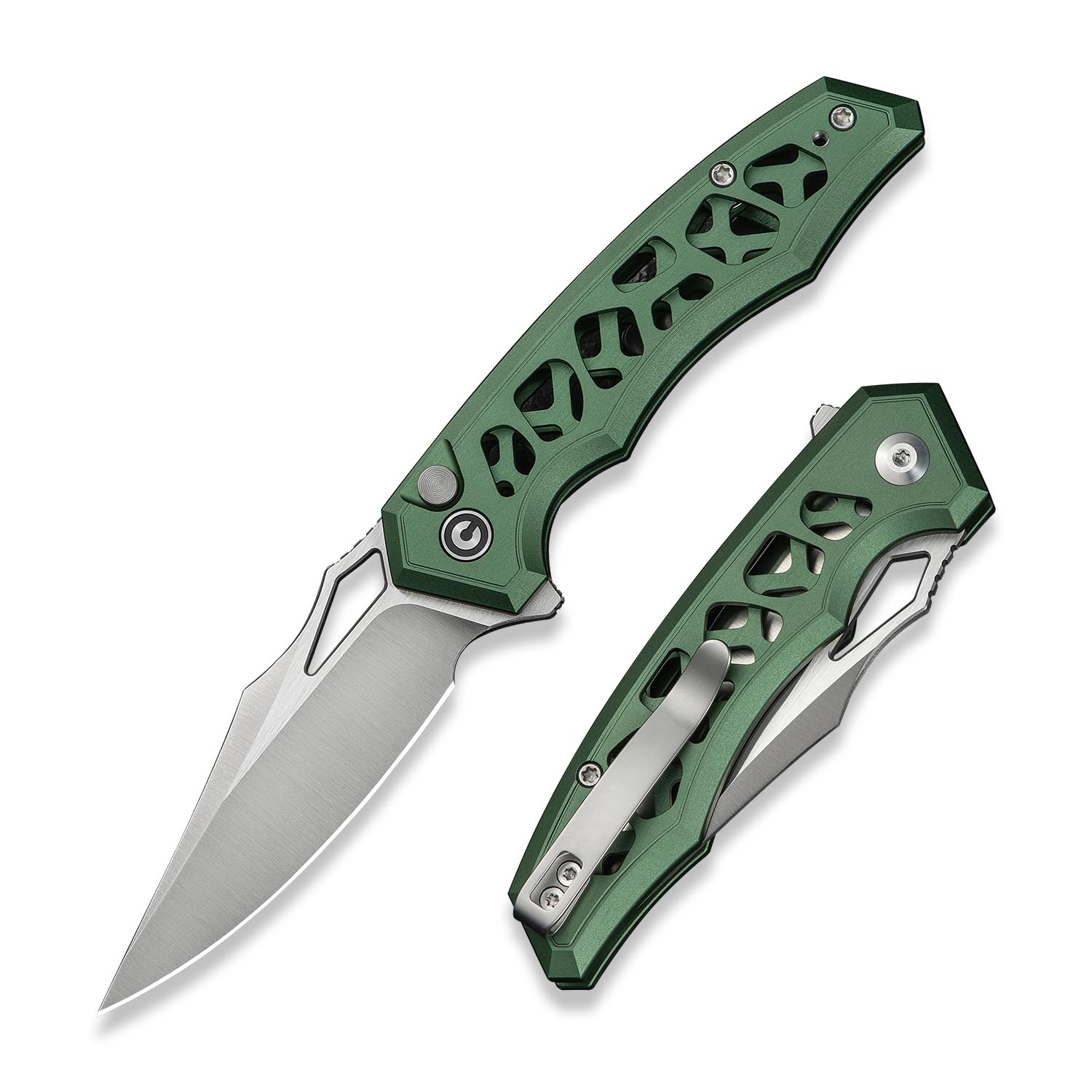 CIVIVI Anaaki Folding Pocket Knife 2.98\" Nitro-V Blade Aluminum Skeletonized Handle
