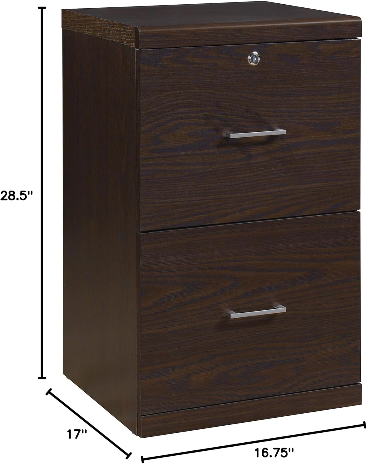 Office Star Alpine 2-Drawer Vertical File Cabinet with Locking Top Drawer and Lockdowel Fastening System