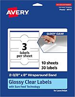 Avery Glossy Clear Wraparound Band Labels, Sure Feed Technology, 2-3/8" x 8"
