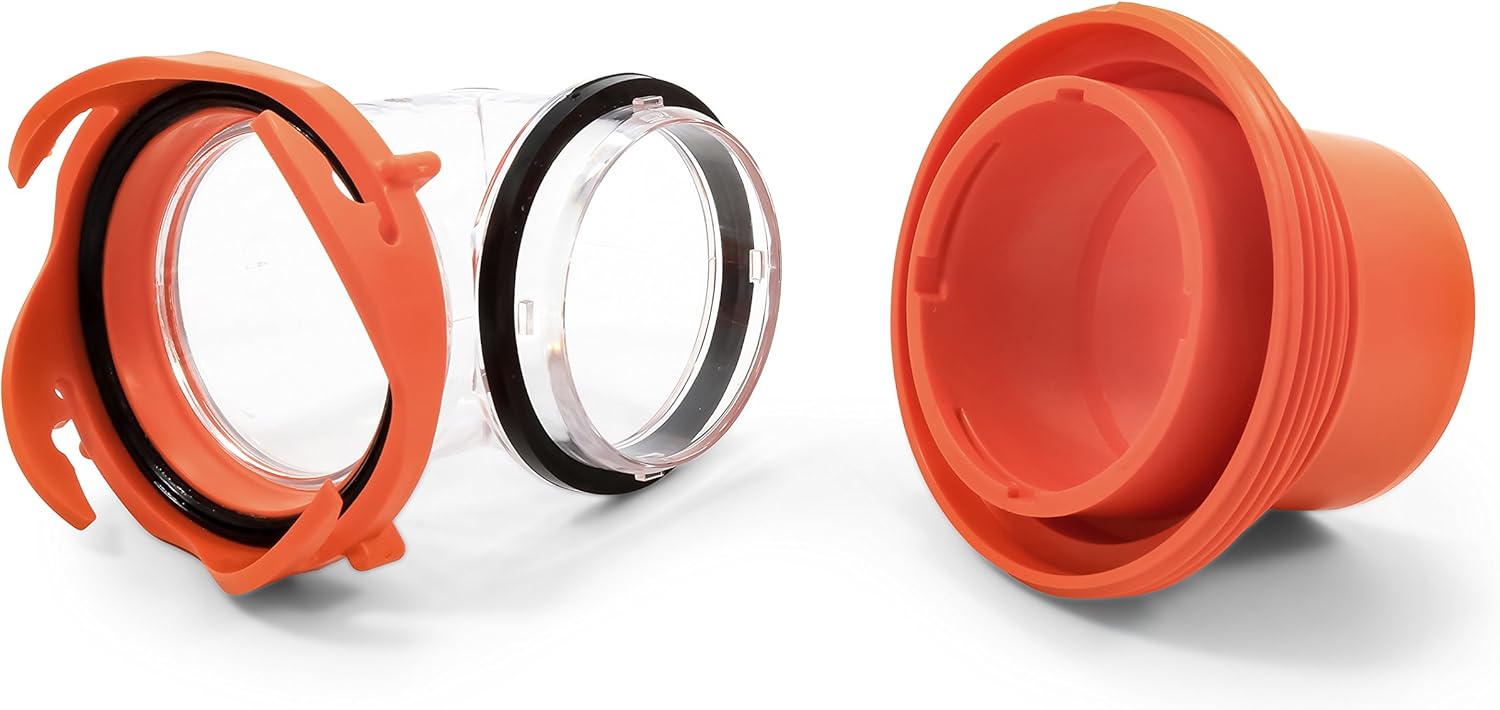 Camco 39736, RhinoFlex Clear RV Sewer Hose Elbow with 4-in-1 Adapter | Features a 360-Degree Fitting Rotation and Built-in