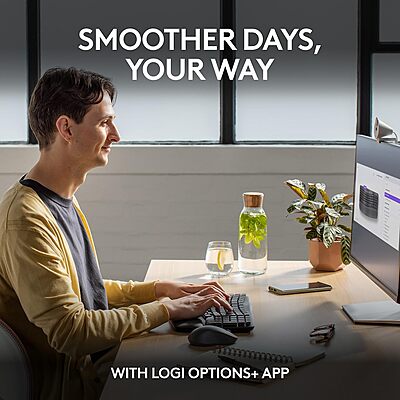 Logitech Wave Keys MK670 Wireless Ergonomic Keyboard And Signature M550 L Wireless Mouse Combo, Graphite, 920-012059