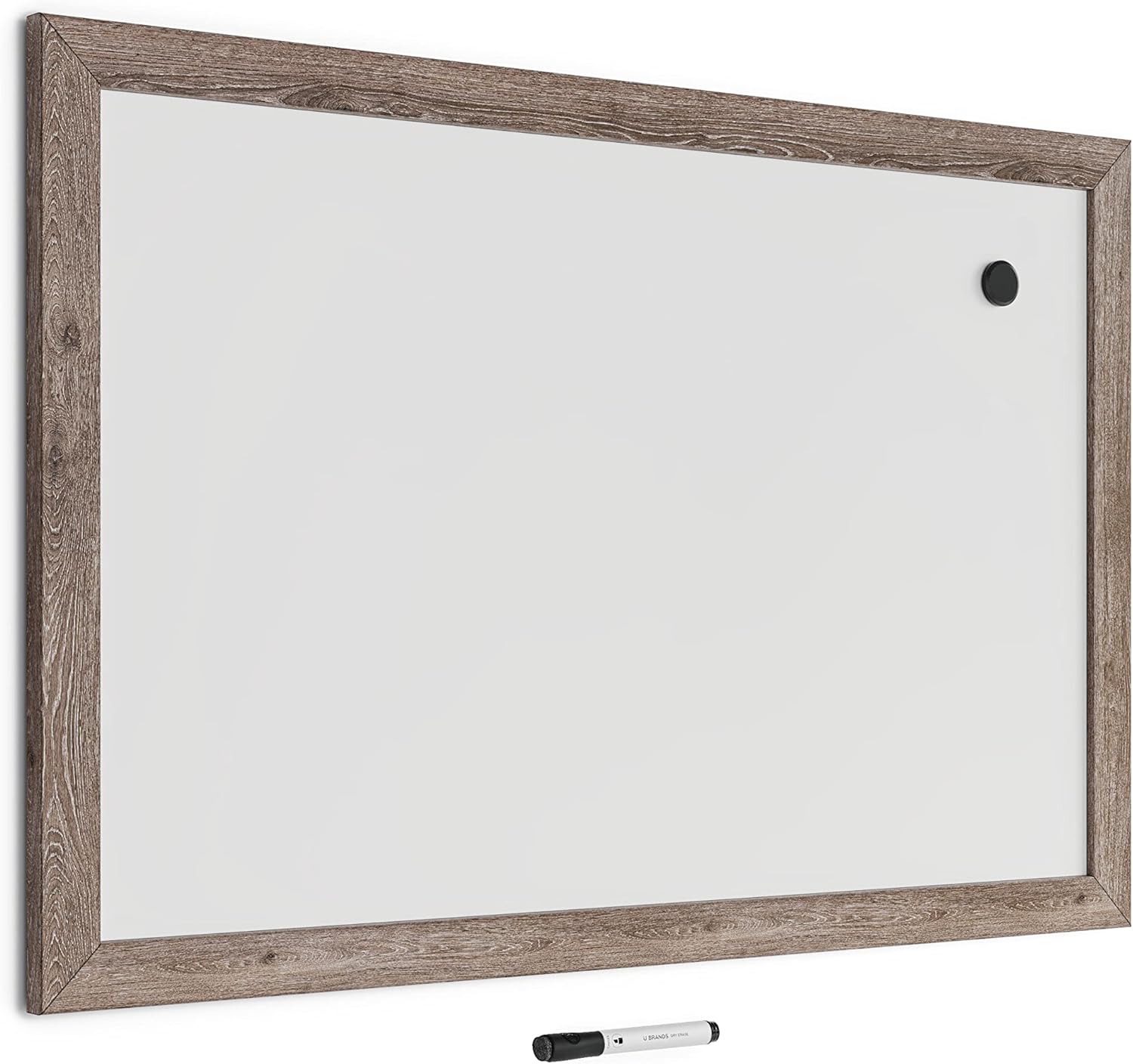 U Brands Decor Magnetic Dry-Erase Board, 36in X 24in, Rustic Wood Frame, Actual Size 35in X 23in (4890U00-01)