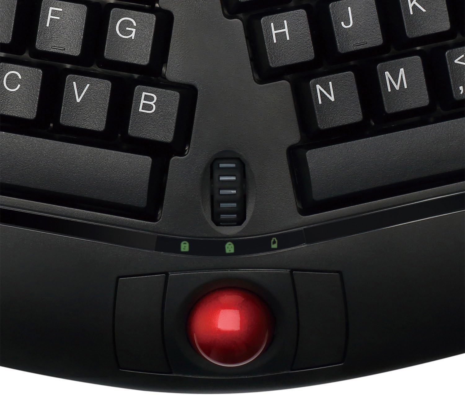 WKB-3150UB - Wireless Ergonomic Keyboard with Built-in Removable Trackball and Scroll Wheel, Split Key, Long Battery Life