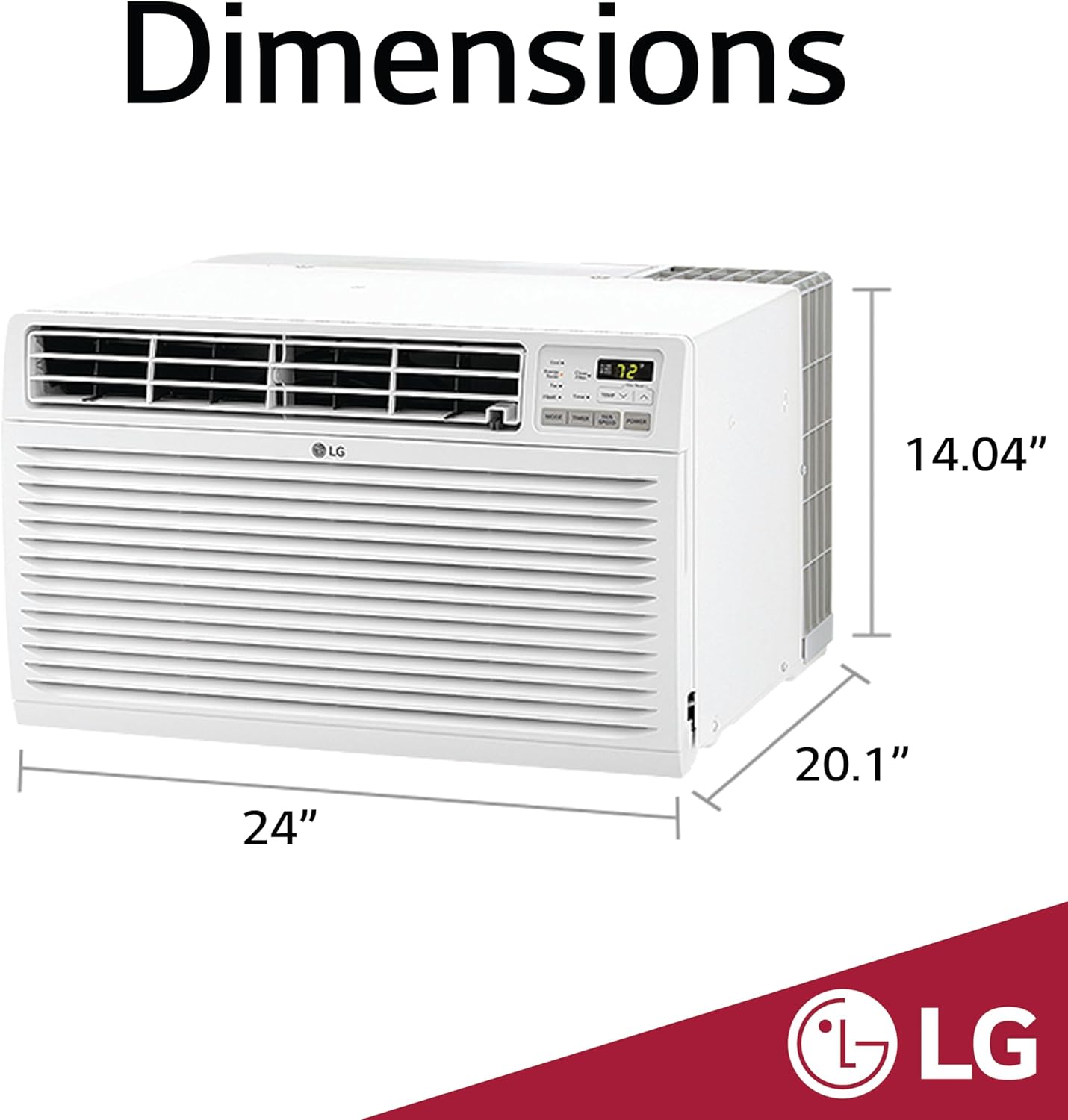 LG 9,800 BTU Through-the-Wall Air Conditioner, Cools 450 Sq.Ft., Electronic Control with Remote, Supplemental Heat, 230/208V