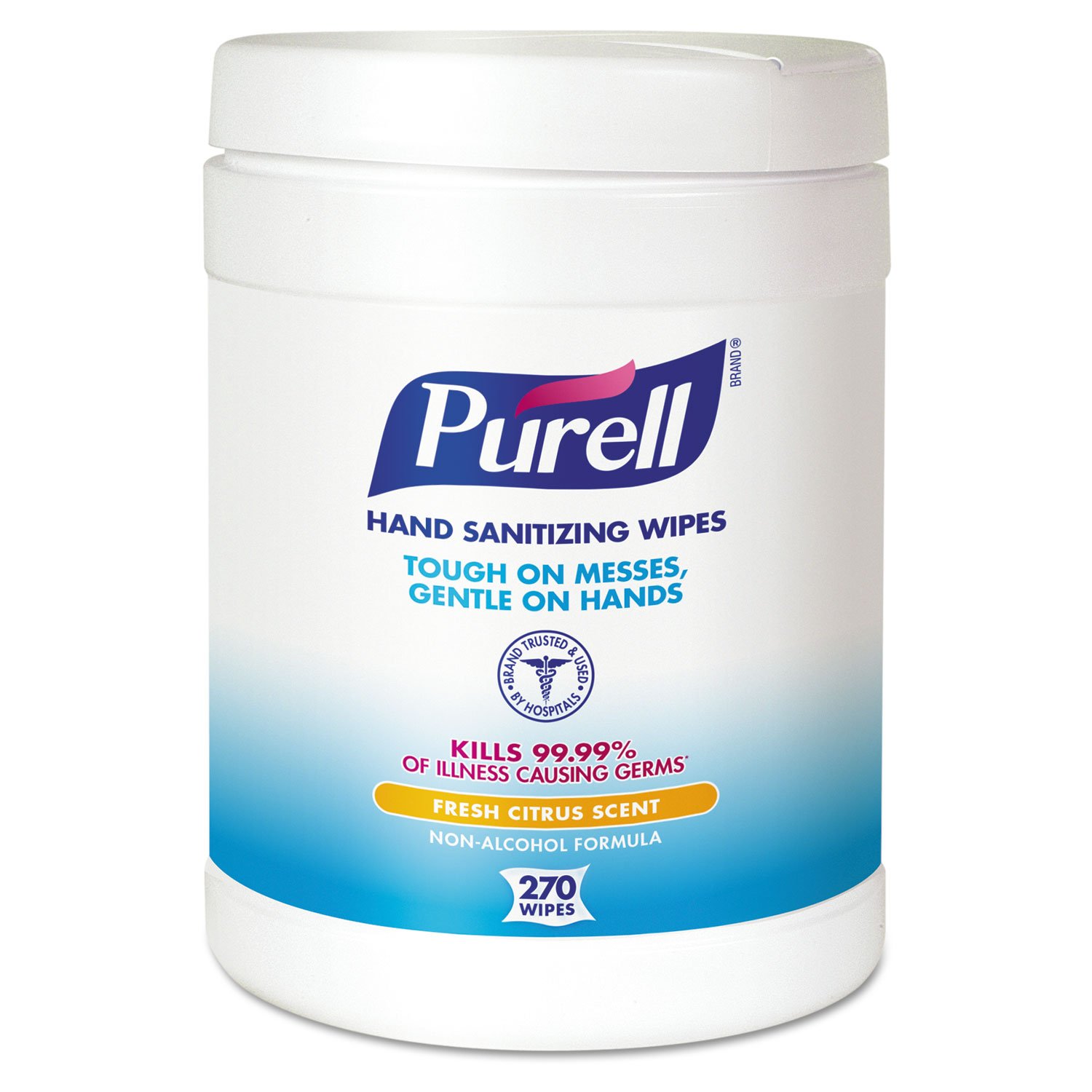 Purell Sanitizing Wipes, Canister of 270 Wipes - Fresh Citrus, 6.75 x 6 in.