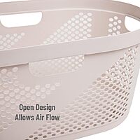 Mind Reader 40L Laundry Basket, Clothes Hamper, Premium Wicker Design, Plastic, Ivory