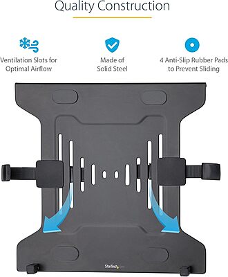 StarTech.com VESA Laptop Tray - Adjustable Monitor Arm Laptop Tray Secures Notebooks (4.5kg / 9.9lb) - 75x75 & 100x100 VESA Mount Holes - Ventilated - for Monitor Desk Mounts/Stands (Laptop-ARM-Tray)