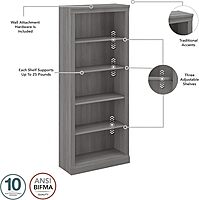 BUSH FURNITURE Saratoga Tall 5 Shelf Bookcase