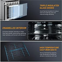 AMZCHEF Estufa de gas RV de 21 pulgadas de 12 V con 3 quemadores AMZCHEF Estufa de gas RV de 21 pulgadas de 12 V con 3 quemadores