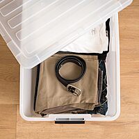 IRIS USA 45 Quart Plastic Storage Container Bin with Latching Lid, Pearl, 4 Pack