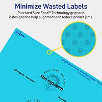 Avery Printable Rectangle Labels, Sure Feed Technology, 2" x 6", Bright Blue, Print-to-The-Edge, Laser/Inkjet Printable
