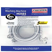 Certified Appliance Accessories Washing Machine Hose with 90 Degree Elbow (2 Pack), Hot and Cold Water Supply Lines, 6 Feet