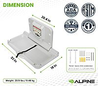 Alpine Wall Mounted Baby Changing Station - Horizontal Baby Changing Table Foldable Diaper Tables with Safety Strap