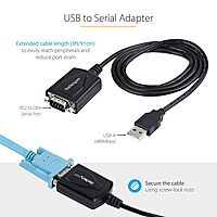 StarTech.com 3ft (1m) USB to Serial Cable with COM Port Retention, DB9 Male RS232 to USB Converter, USB to Serial Adapter for PLC/Printer/Scanner, Prolific Chipset, Windows/Mac (1P3FPC-USB-SERIAL)