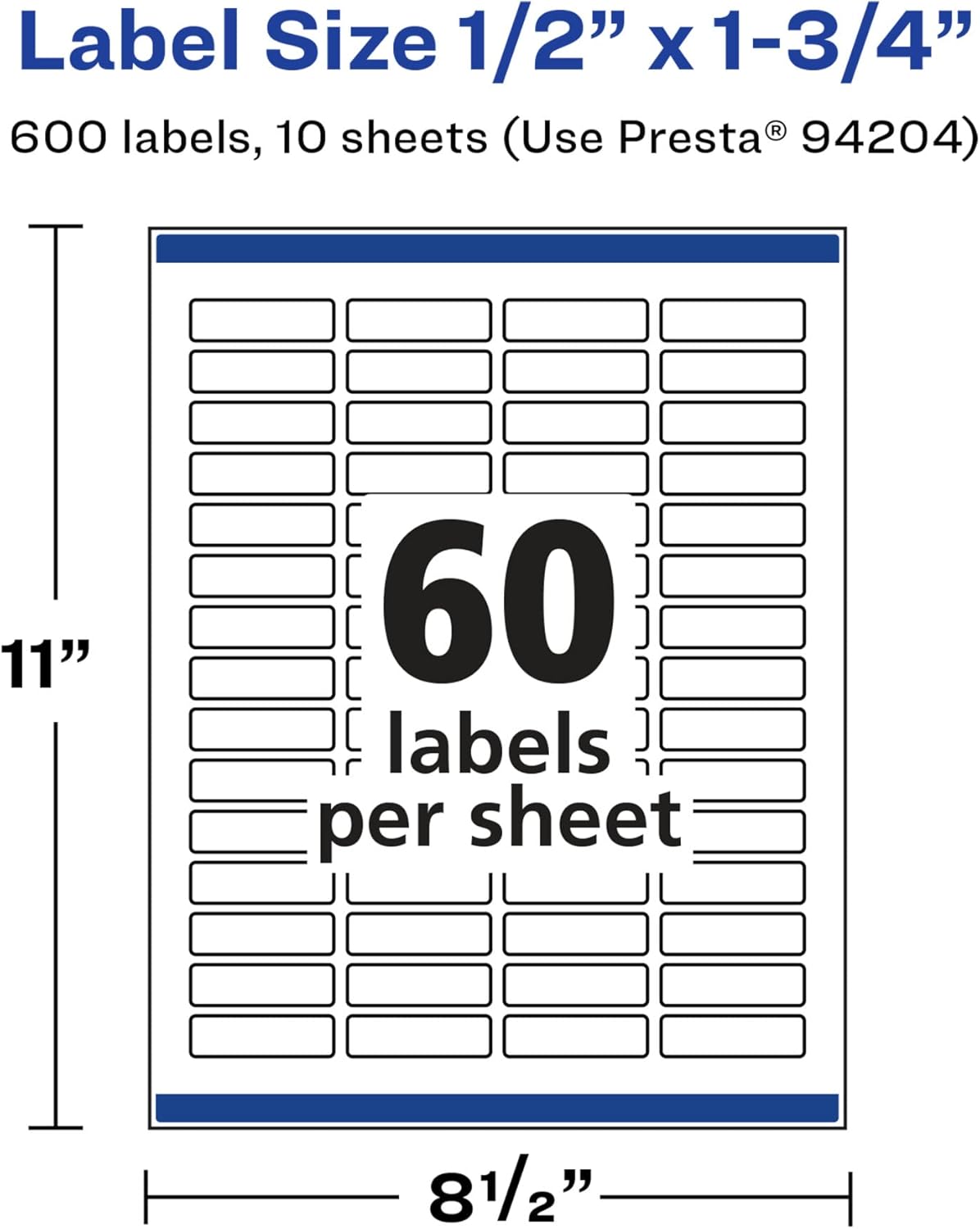 Avery Glossy White Rectangle Labels, Sure Feed Technology, 0.5 x 1.75 in, Print-to-The-Edge, Permanent Adhesive