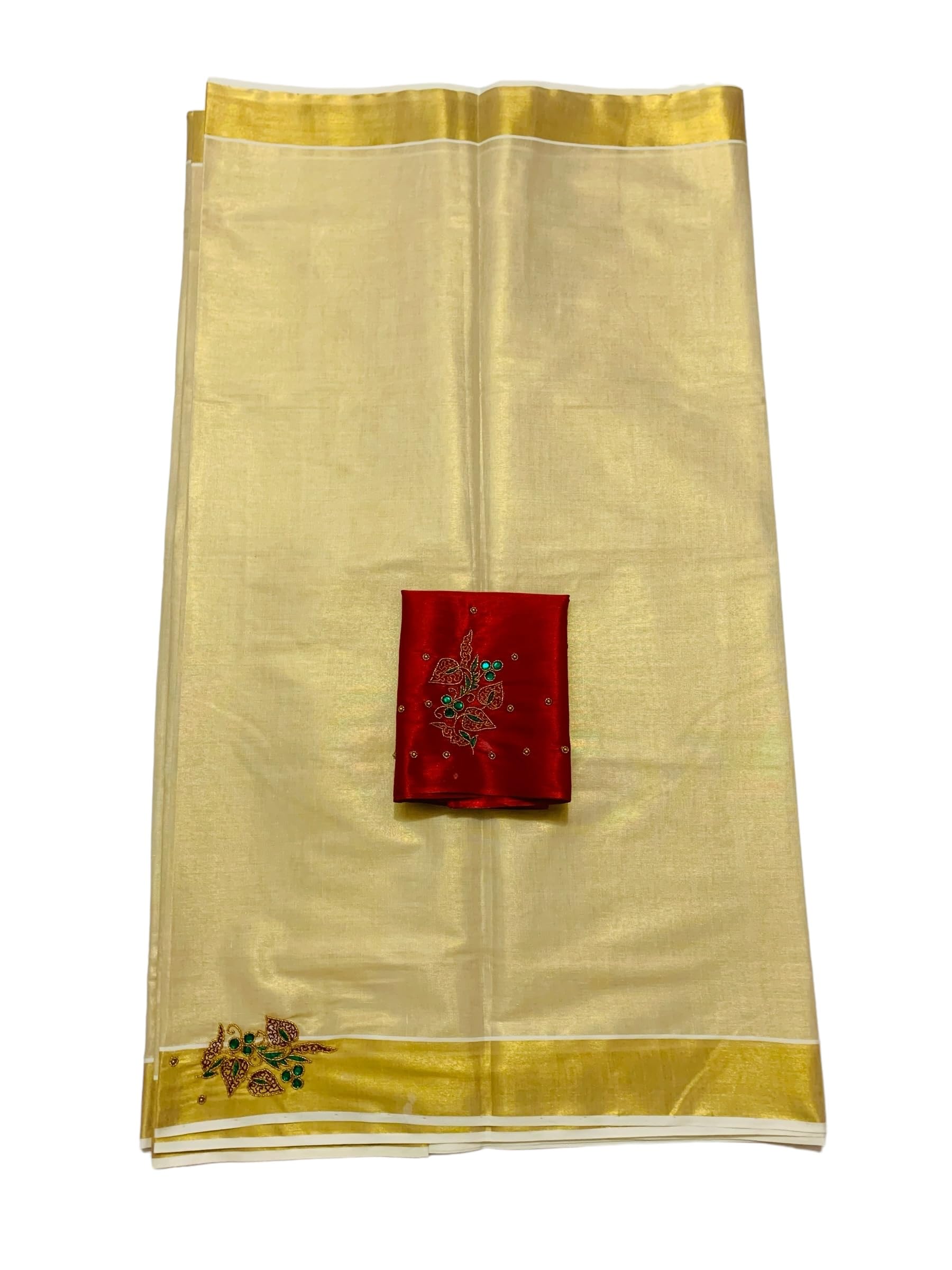 Kuthampully Kerala Kasavu Saree Tissue | Traditional South Indian Saree | Designer Indian Saree | Kerala Saree - EKM-829 (Maroon)