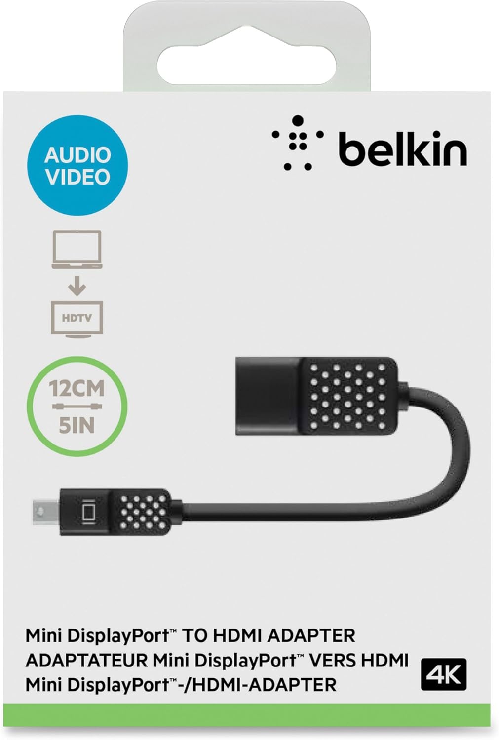 Belkin Mini DisplayPort to HDMI Adapter, 4K - HDMI/Mini DisplayPort A/V Cable - F2CD079BT