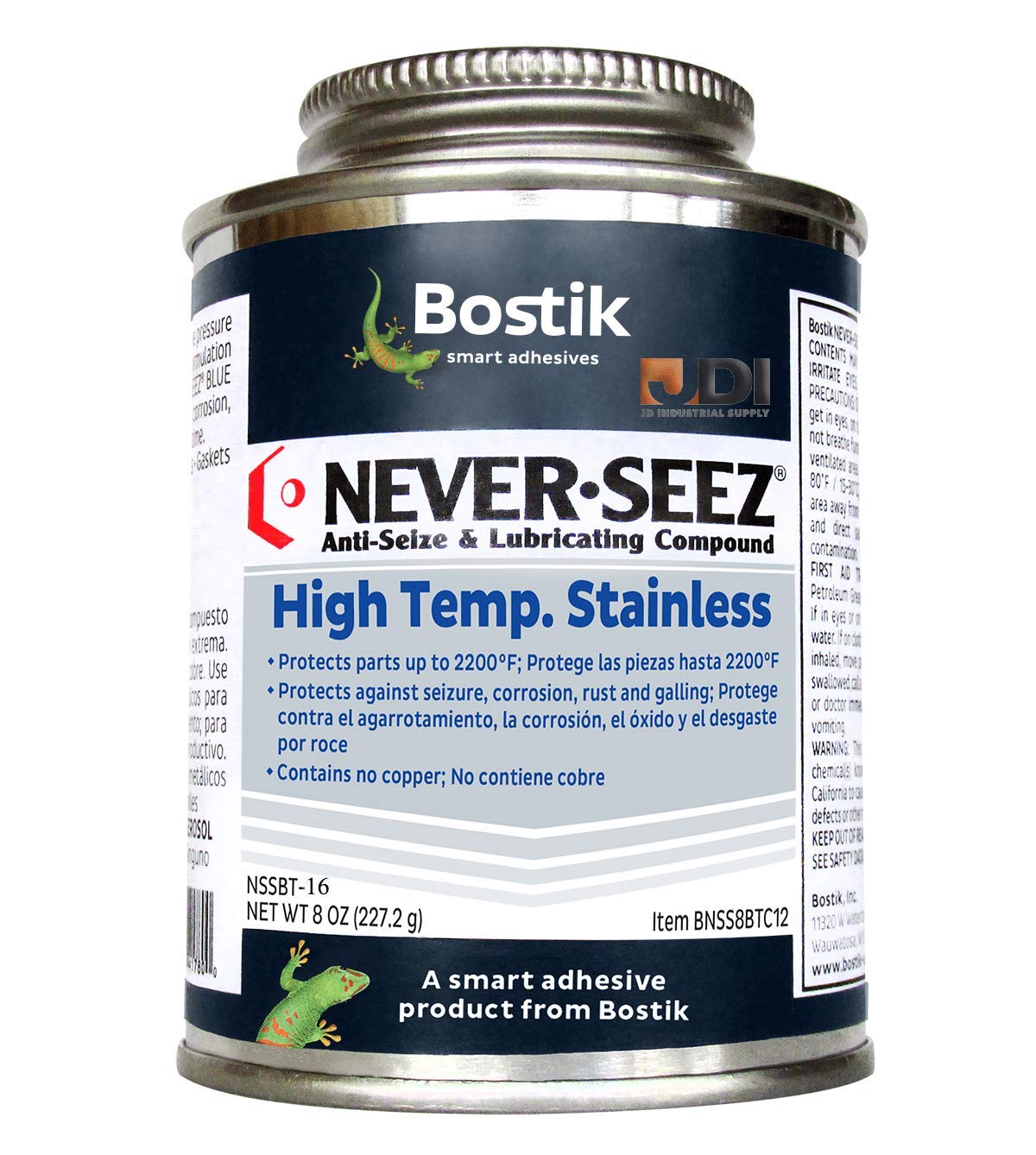Never-Seez NSSBT-16 Silver 16 High-Temperature Stainless Anti-Seize Lubricating Compound, 16 fl. oz. Brush Top Can
