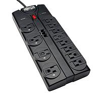 TRIPP LITE 12-Outlet Surge Protector Power Strip with Tel/Modem Protection, 8 ft Right-Angle Cord