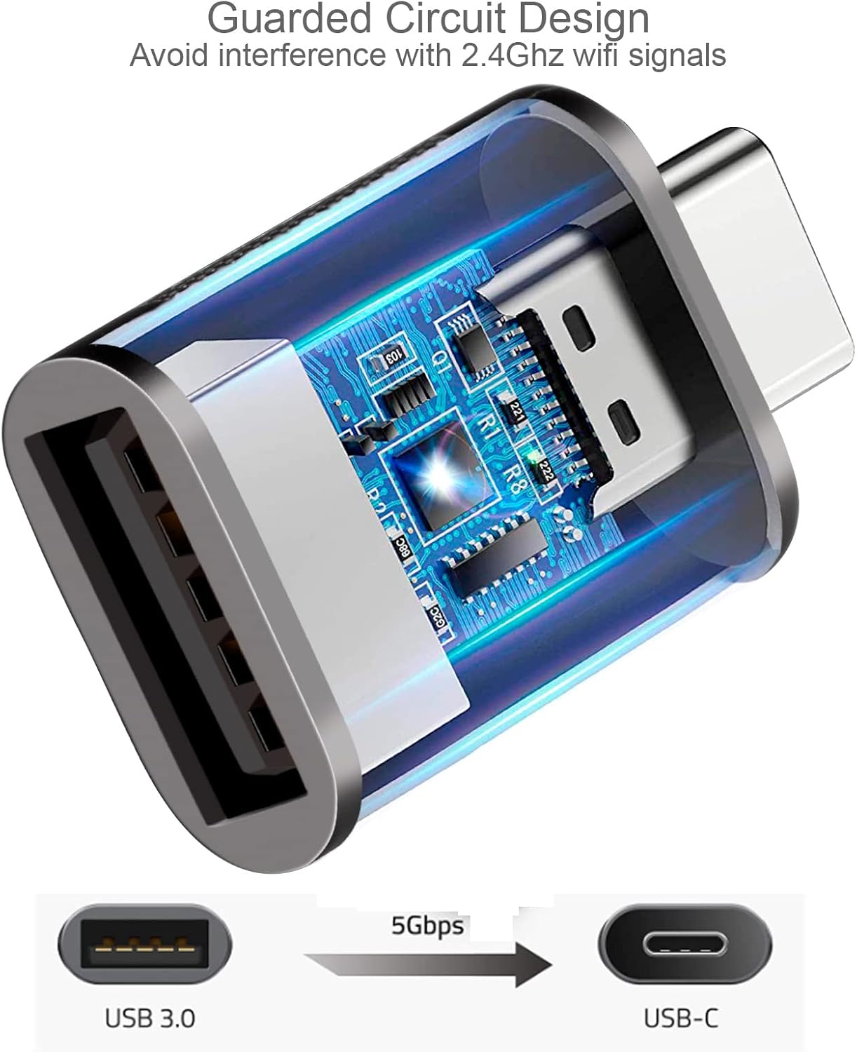 ADESSO ADP-300-4 Female USB-A to Male USB-C Adapter (4-Pack)