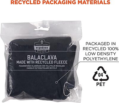 Ergodyne Standard Recycled Balaclava Face Mask, Black