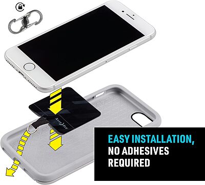 Nite Ize Hitch Phone Anchor & Lanyard – Secure Cell Phone - Anchor & Quick-Release Lanyard for Drop Protection & Convenience – Black Black Lanyard Anchor