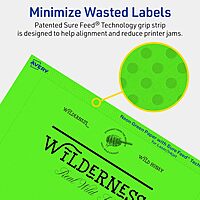 Avery Printable Rectangle Labels, Sure Feed Technology, 5" x 7", Neon Green, Laser/Inkjet
