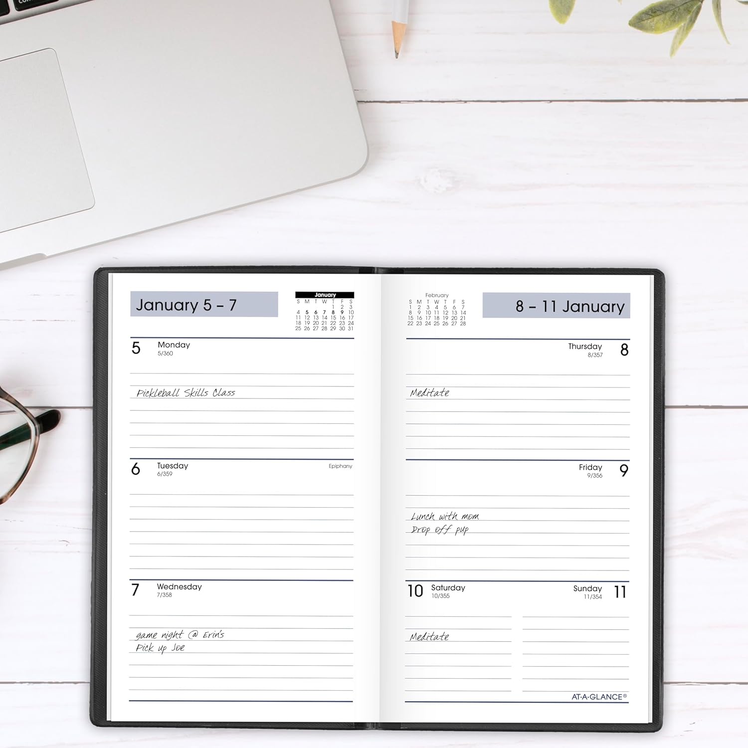 AT-A-GLANCE 2026 Planner, Weekly, 3-1/2" x 6", Pocket Size, Open Scheduling, DayMinder, Black (SK480026)