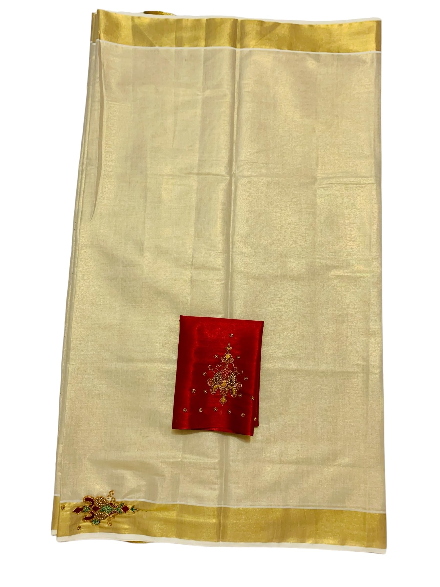 Kuthampully Kerala Kasavu Saree Tissue | Traditional South Indian Saree | Designer Indian Saree | Onam Saree - EKM-834 (Maroon)