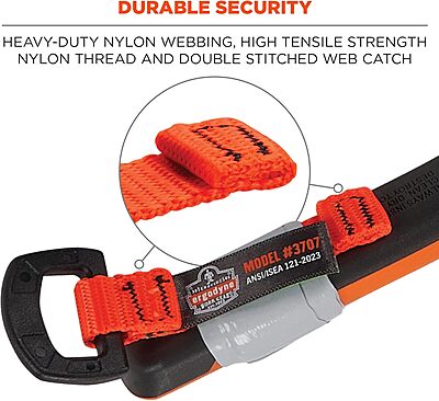 Ergodyne Squids 3707 Tool Tethering Attachment for Hand Tools, Non Conductive D-Ring, 2lbs Weight Rating, 6-Pack