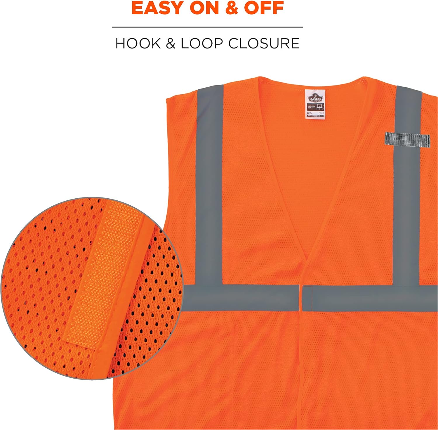 Ergodyne GloWear 8210HL Mesh Hi-Vis Safety Vest, Hook & Loop