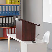 Flash Furniture Mysta Foldable Tabletop Lectern, 27W x 16.25D x 19H - Mahogany