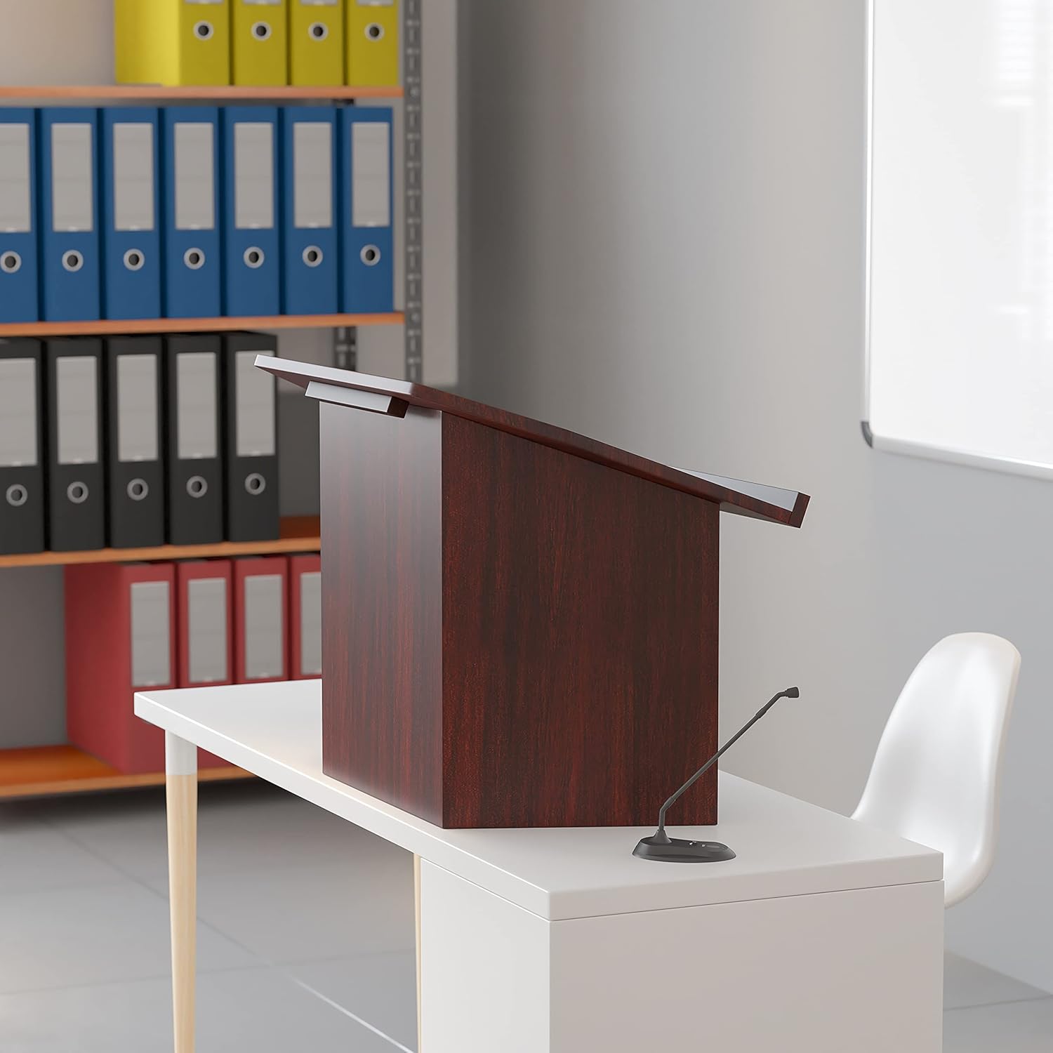 Flash Furniture Mysta Foldable Tabletop Lectern, 27W x 16.25D x 19H - Mahogany