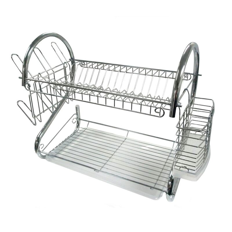 BETTER CHEF Chrome Dish Rack with Mug Stand & Cutlery Holder