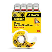 Scotch Photo Safe Double-Sided Tape, 1/2 Inch x 400 Inches, Clear, Acid-Free Permanent Adhesive, Pack of 4 Rolls with Dispensers, for Scrapbooking, Photo Albums, Crafts, School Projects, Office Use