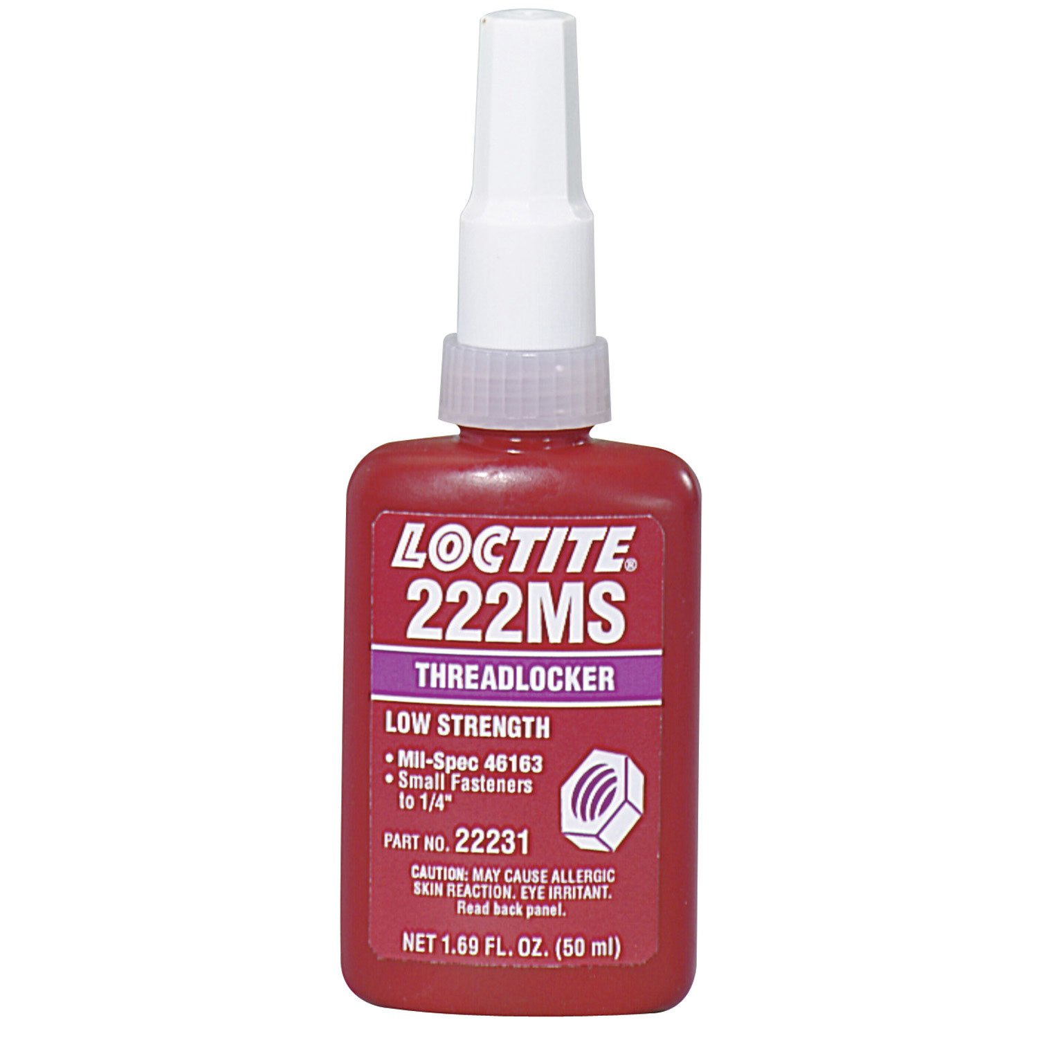 Loctite 135334 Purple 222MS Low Strength Thread Locker, 300 Degrees F Maximum Temperature, 50 mL Bottle Bottle 50 ML