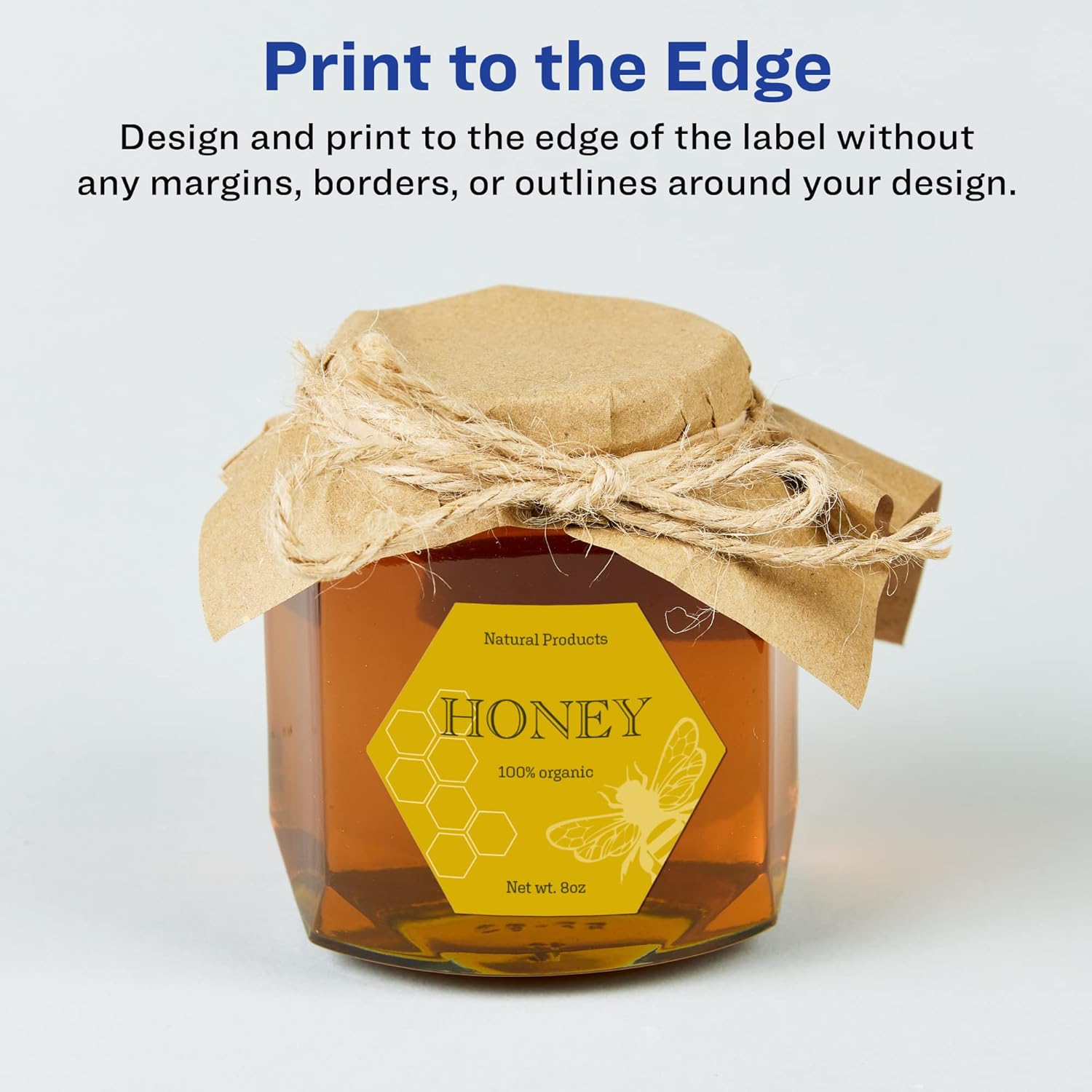 Avery Matte White Hexagon Labels, Sure Feed Technology, 2.5" x 2-57/64", 150 White Labels, Print-to-The-Edge