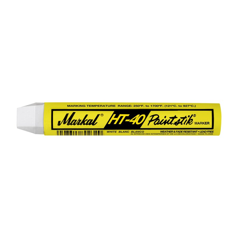 Markal 81610 HT-40 Paintstik Solid Paint Red Hot Surface Marker (350 F - 1700 F), White (Pack of 12)