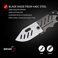 BOKER Plus 01BO010 Credit Card Knife with 2-1/4 in. Straight Edge Blade, Black